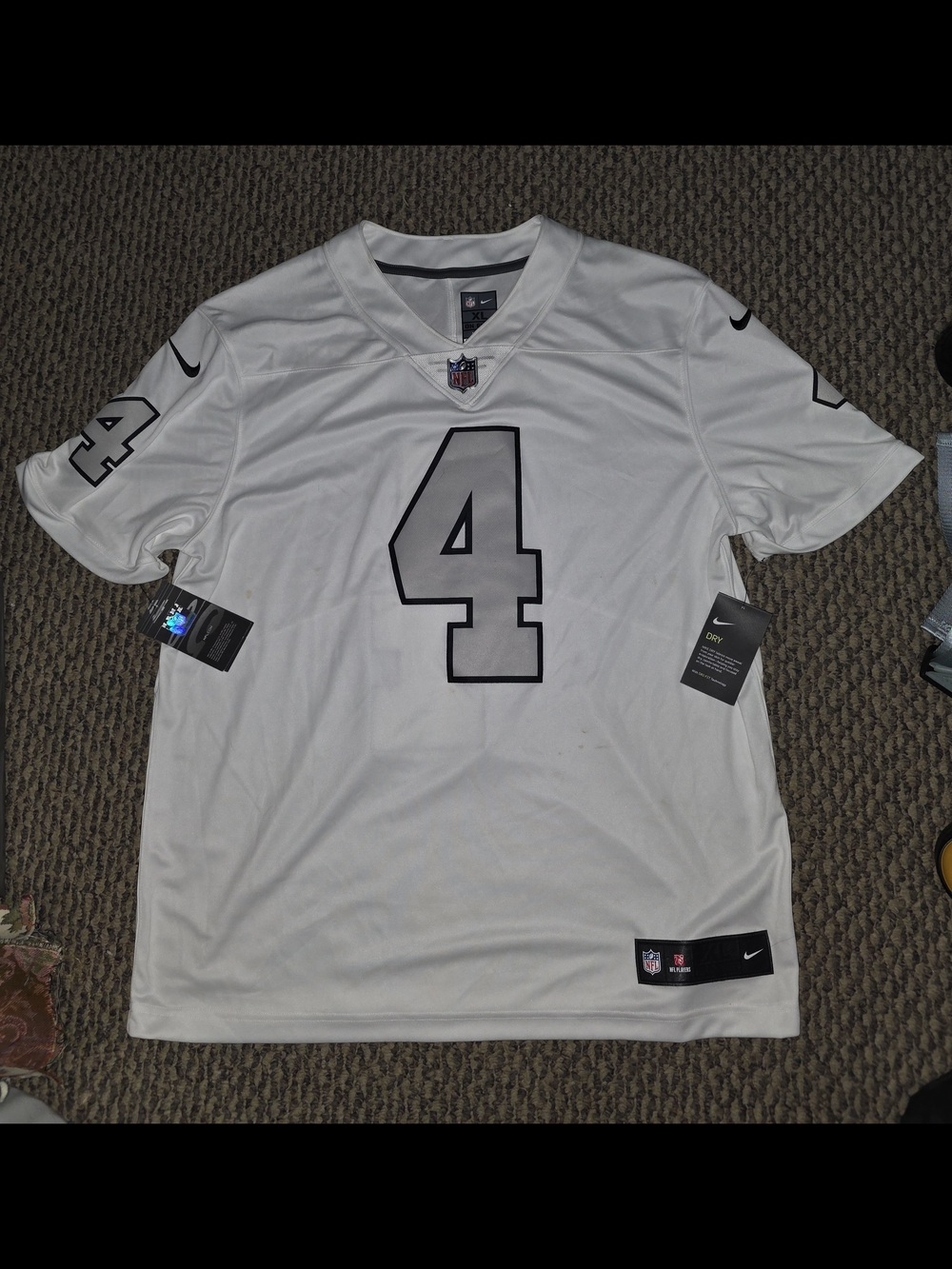 NFL White Men's #4 Football Jersey with Black Trim